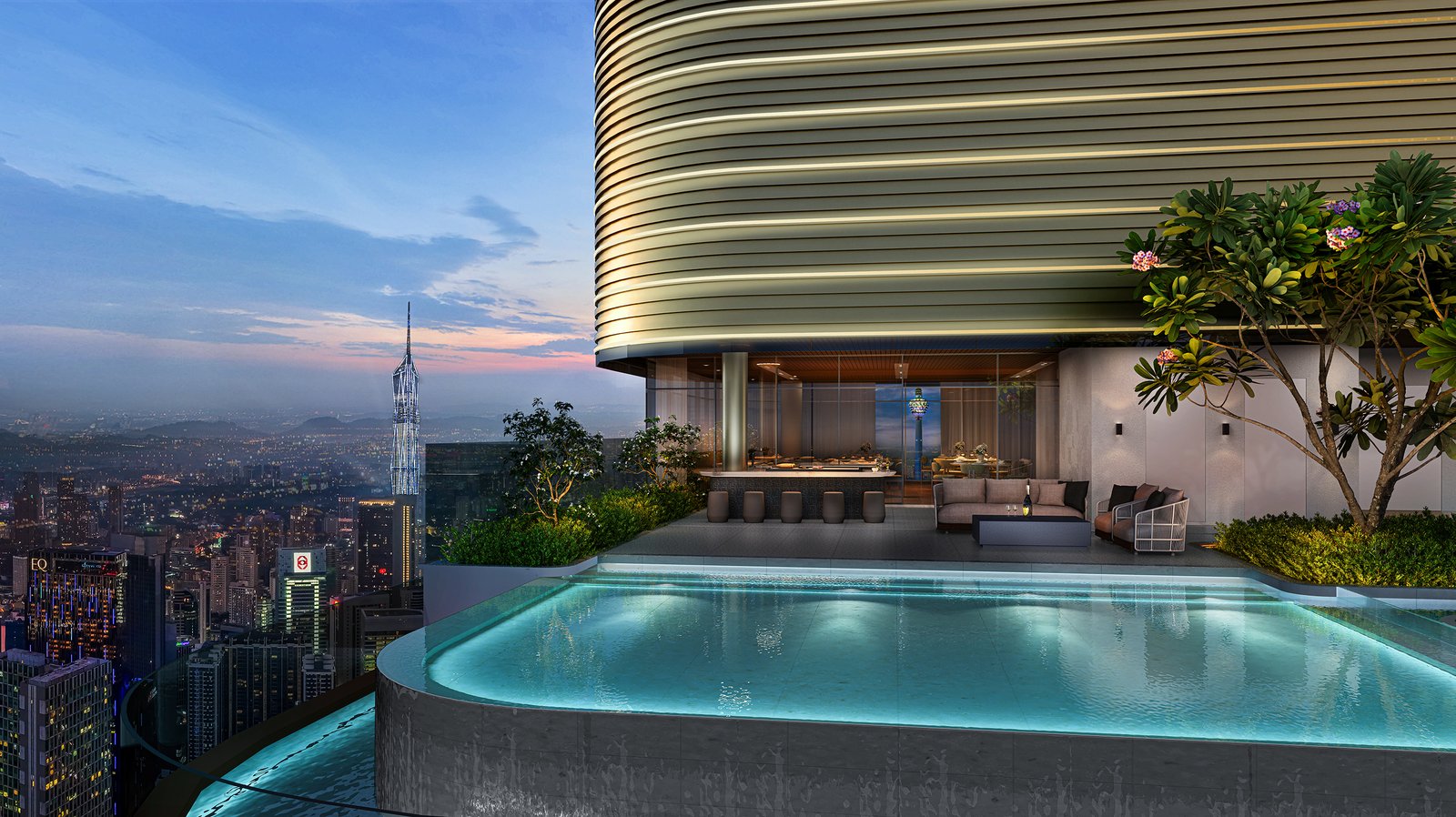 CloutHaus BBQ area and kids pool above Kuala Lumpur